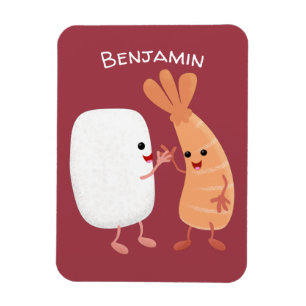 Íman Um desenho animado de amigos de camarão de sushi