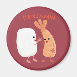 Íman Um desenho animado de amigos de camarão de sushi