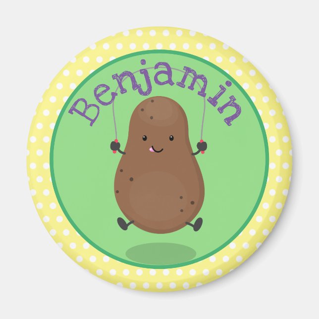 Íman Um desenho animado de corda de batata feliz (Frente)