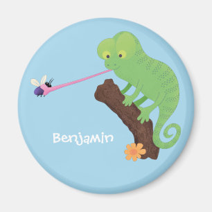 Íman Um desenho animado de lagarto de camaleão verde e