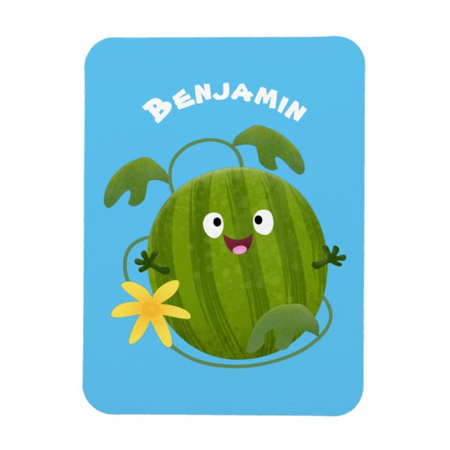 Íman Um desenho animado de melancia feliz e bonito (Vertical)