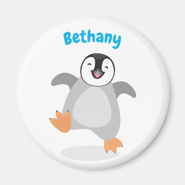 Íman Um desenho animado de pintinho de pinguim feliz e  (Frente)