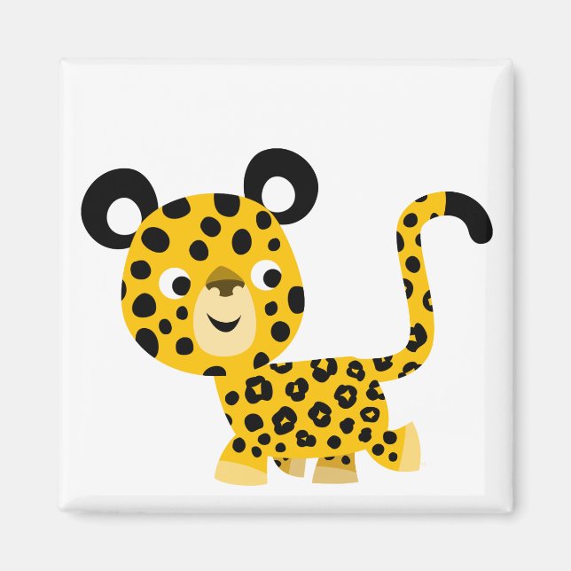 Íman Um desenho animado sorridente de ímã-leopardo (Frente)