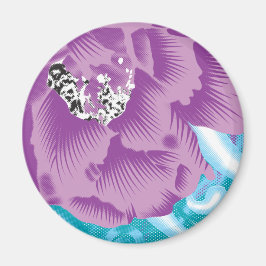 Íman Um design têxtil vibrante com roxo e turq