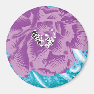 Íman Um design têxtil vibrante com roxo e turq