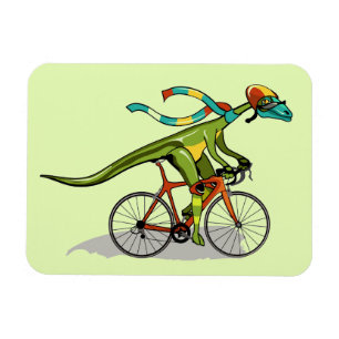 Íman Um Dinossauro Anabisetia Andando De Bicicleta.
