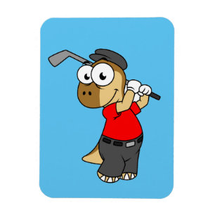 Íman Um Dinossauro Paquicéfalossauro Jogando Golfe.