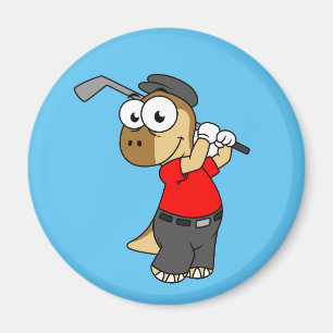 Íman Um Dinossauro Paquicéfalossauro Jogando Golfe.