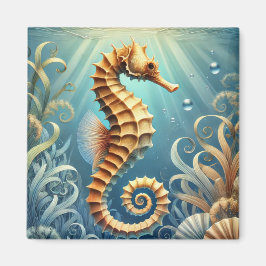 Íman Um elegante cavalo marinho nadando debaixo d'água