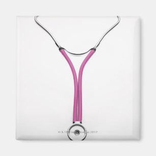 Íman Um estetoscópio cor-de-rosa mostrando o símbolo