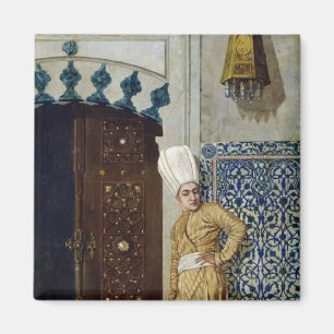 Íman Um eunuch antes da porta do harem
