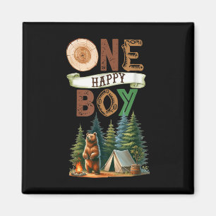 Íman Um Feliz Menino Acampador Primeiro Aniversário Urs