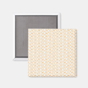 Íman um fundo laranja e branco com espirais