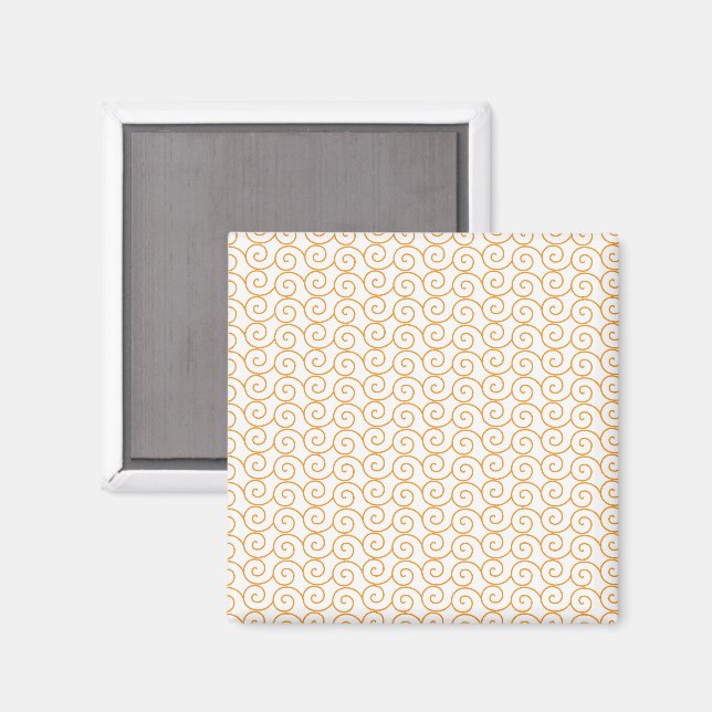 Íman um fundo laranja e branco com espirais (Front/Back)