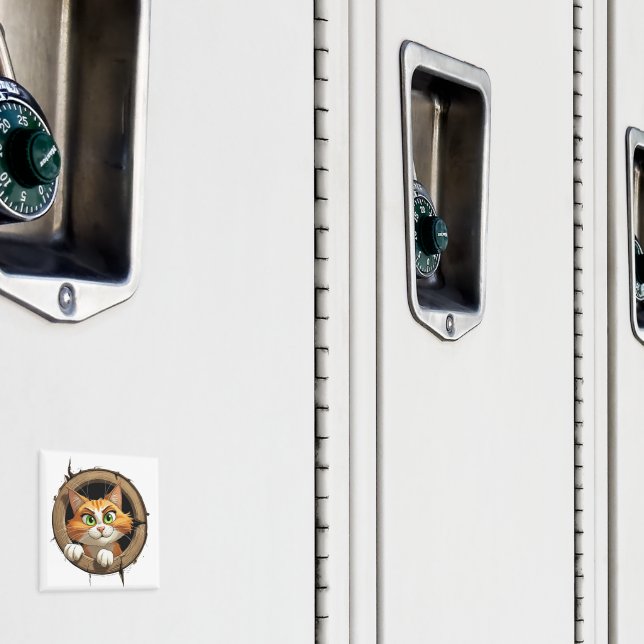 Íman Um Gato de Cartoon com Olhos Verdes Brilhantes (In Situ (Locker))