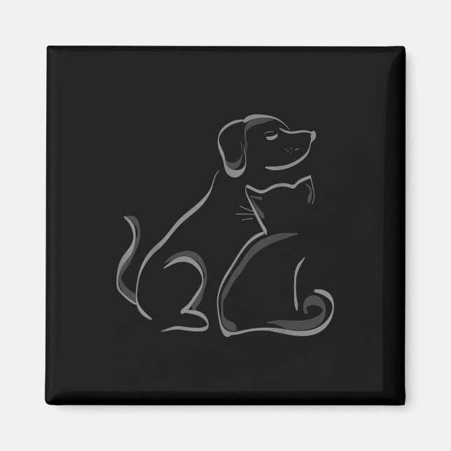 Íman Um Gato E Um Cão Silhoutte Amizade (Frente)