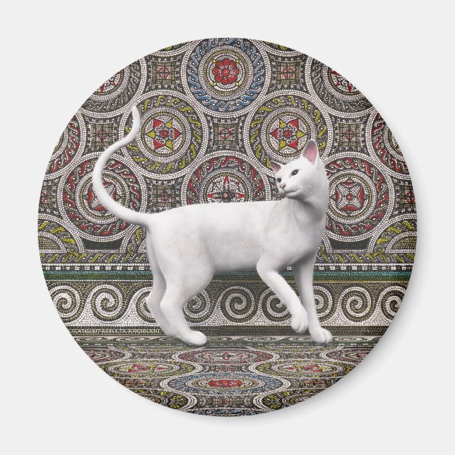 Íman Um gato no ímã mosaico (Frente)