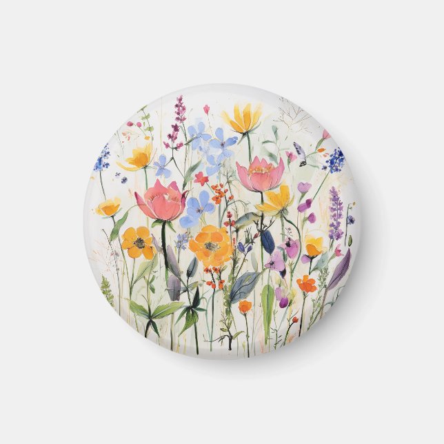 Íman Um ímã floral caprichoso, flores silvestres  (Frente)
