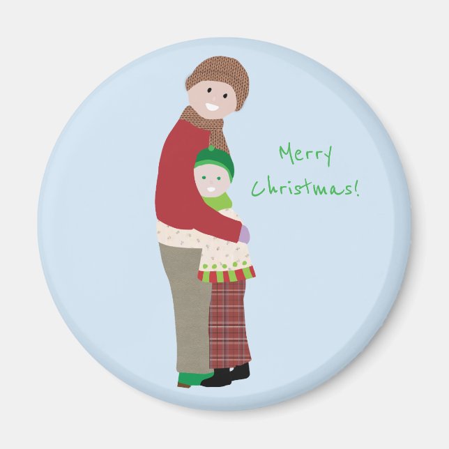 Íman Um Ímã Redondo de Abraço de Natal (Frente)