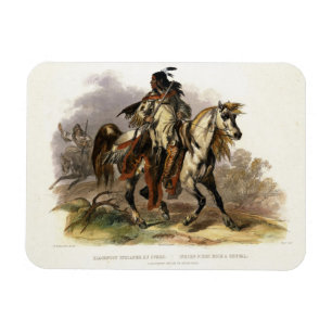 Íman Um indiano Blackfoot a cavalo, chapeia 19 do Vol