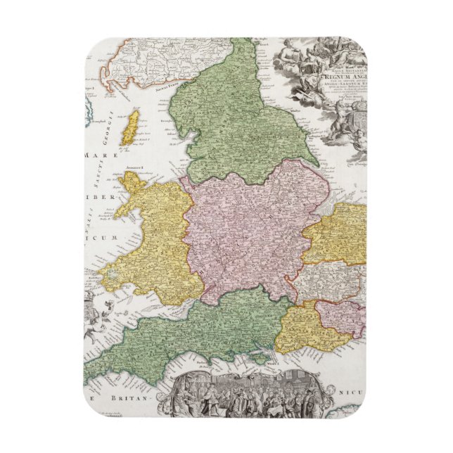 Íman Um mapa da Inglaterra | 1760 (Vertical)