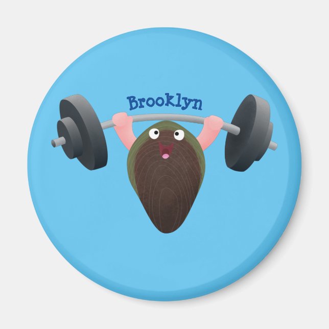 Íman Um mexilhão engraçado trabalhando na ilustração de (Frente)