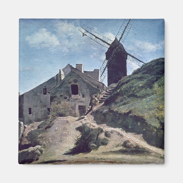 Íman Um moinho de vento em Montmartre, 1840-45 (Frente)