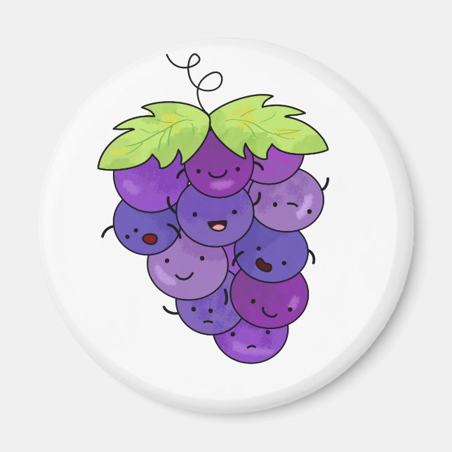 Íman Um Monte De Uvas Kawaii Bonito (Frente)