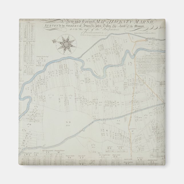 Íman Um novo e correto mapa de Hackney Marsh, 1745 (lit (Frente)