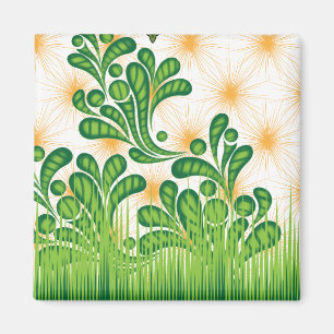 Íman Um padrão artístico verde e dourado representando