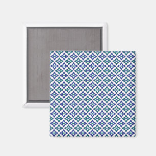 Íman um padrão azul e verde com fundo branco