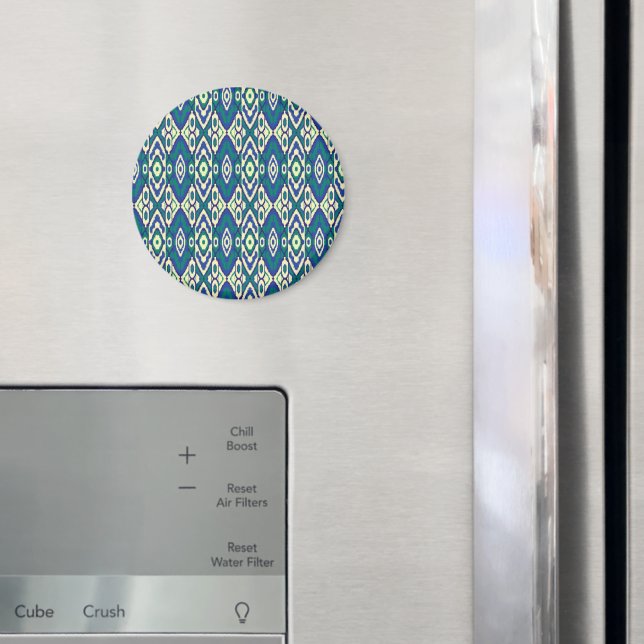 Íman um padrão azul e verde com fundo branco (In Situ (Fridge))
