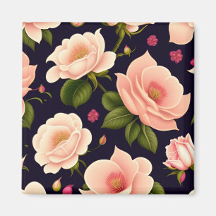 Íman Um padrão uniforme com rosas cor-de-rosa sobre um 
