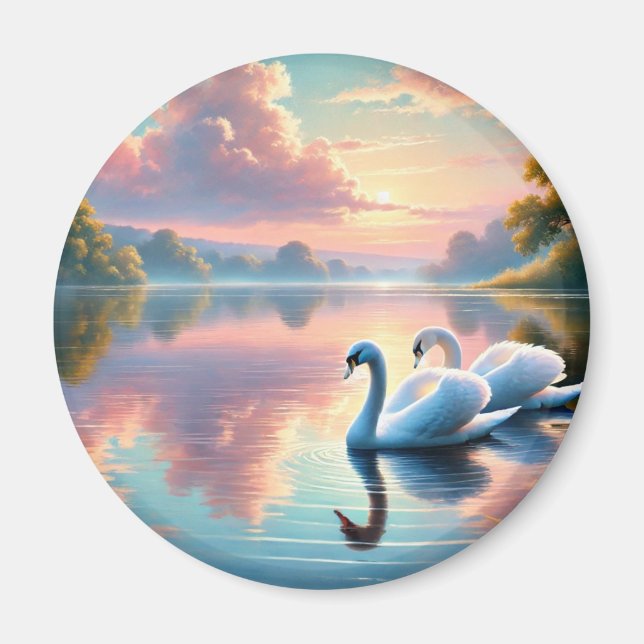 Íman Um par de pântanos a planar num lago sereno (Frente)