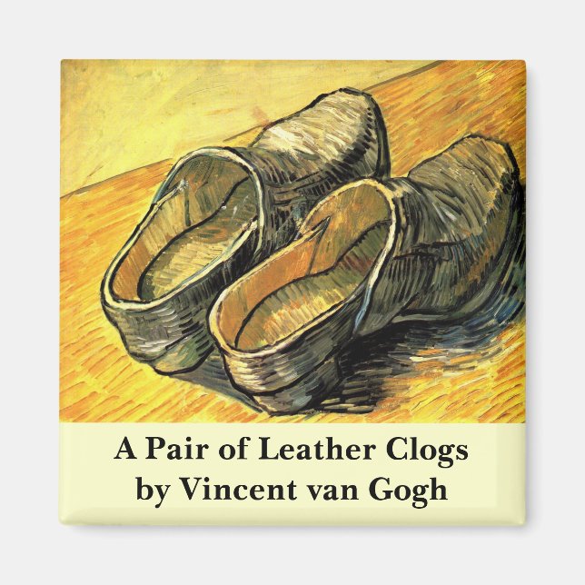 Íman Um Par de Tamancos de Couro por Vincent van Gogh (Frente)