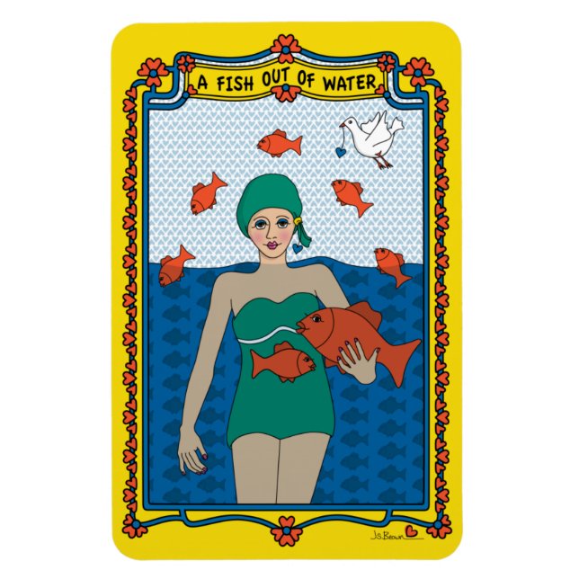 Íman Um Peixe Fora d'Água_B_4x6 Ímã de Geladeira (Vertical)