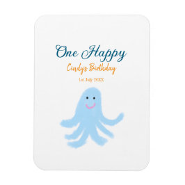 Íman Um polvo azul feliz no aniversário do mar