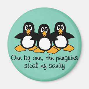 Íman Um por um Os Pinguins Engraçado Dizendo Design