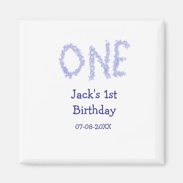 Íman Um primeiro aniversario moderno de menino brilhant (Frente)