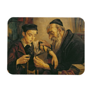 Íman Um rabino que amarra os Phylacteries ao braço de