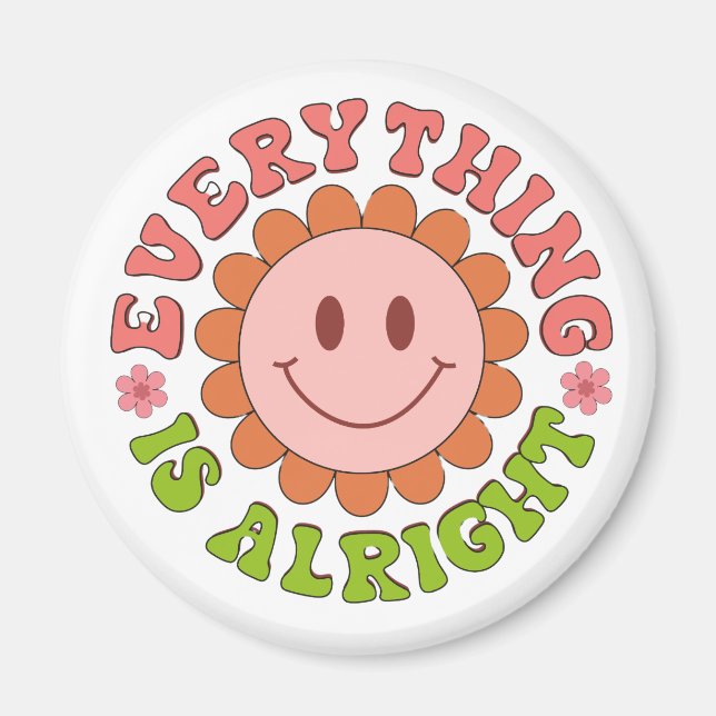 Íman Um rosto sorridente com uma flor e as palavras tod (Frente)