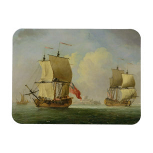 Íman Um Sloop inglês e uma fragata em uma brisa clara
