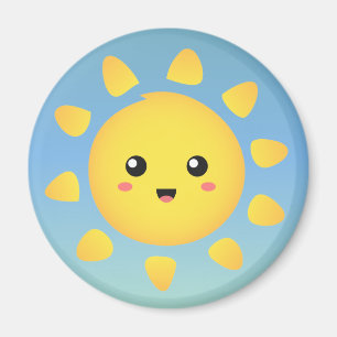 Íman Um sol fofo e feliz que brilha intensamente ao red