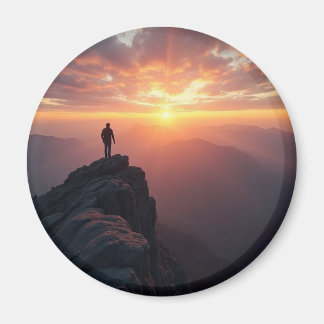 Íman Um sol majestoso visto do pico da montanha