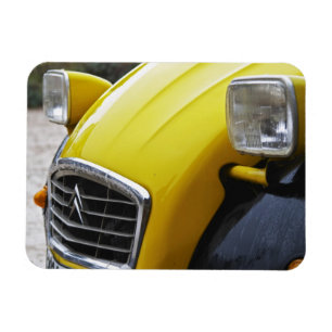Íman Um velho Citroen 2CV 2 CV preto e amarelo, detalhe
