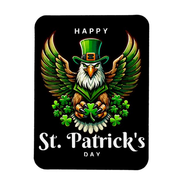 Íman uma águia com chapéu de leprechaun verde (Vertical)