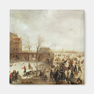 Íman Uma cena no gelo perto de uma cidade, c.1615