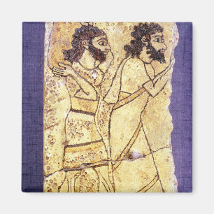 Íman Uma chapa que descreve um passeio de dois homens