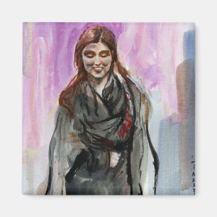 Íman Uma garota sorridente de preto