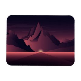 Íman Uma ilustração de pôr do sol na montanha